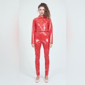 LA Roxx High Waist Red PVC Vinyl Pants | XS/S | Statement Festival & Rave Pants